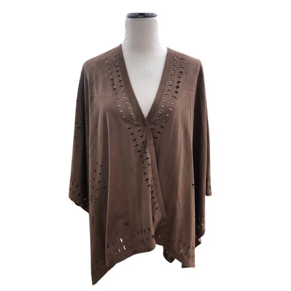 Soft Surroundings Faux Suede Snap Front Poncho One Size Shawl Western Cowgirl - Picture 1 of 9
